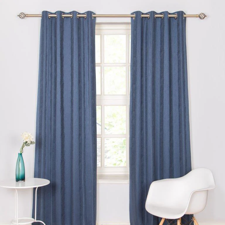 Toulon Interlined Eyelet Curtains Navy
