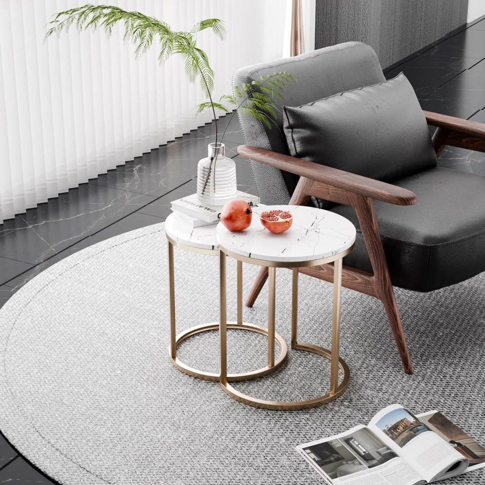 Vienna Nest of 2 Marble Side Tables – Elegant Living Room Furniture - Image 2