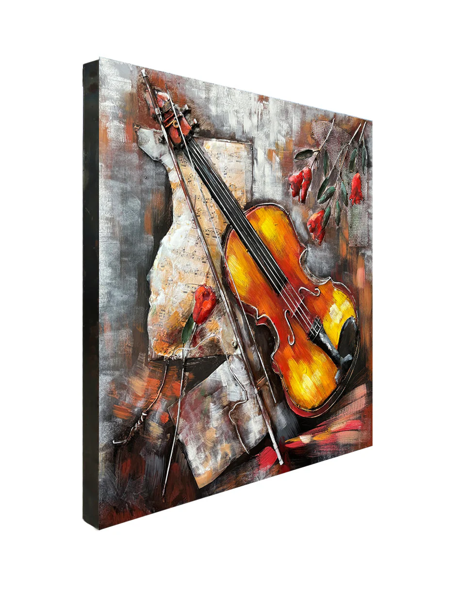 Violin and Scattered Roses Wall Art - Image 3