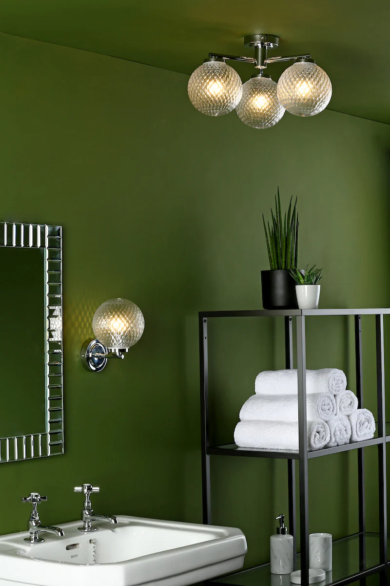 Wayne Bathroom 3 Light Semi Flush Polished Chrome - Image 4