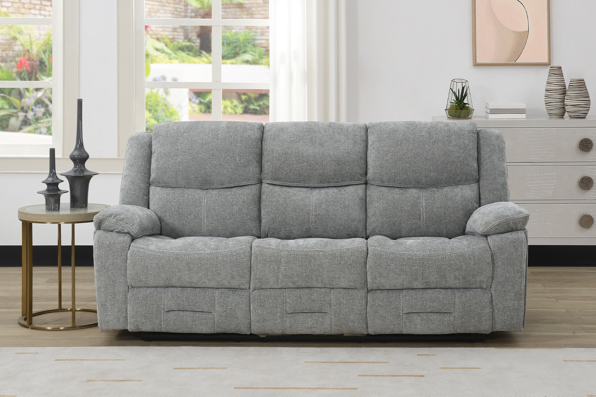 Weston 3 Seater Sofa Recliner Grey - Image 2