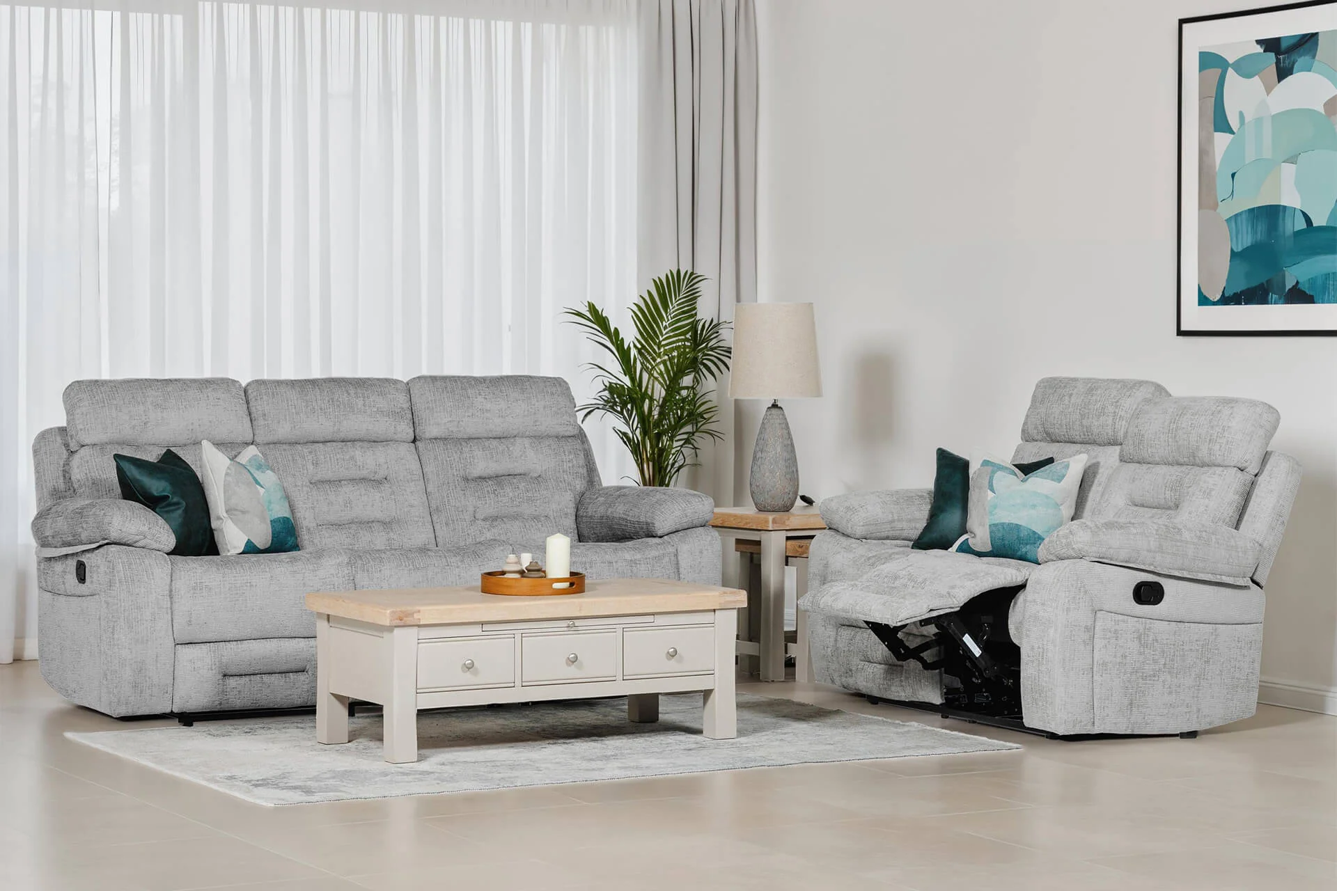 Wilbur 3 Seater Sofa Recliner Grey - Image 9