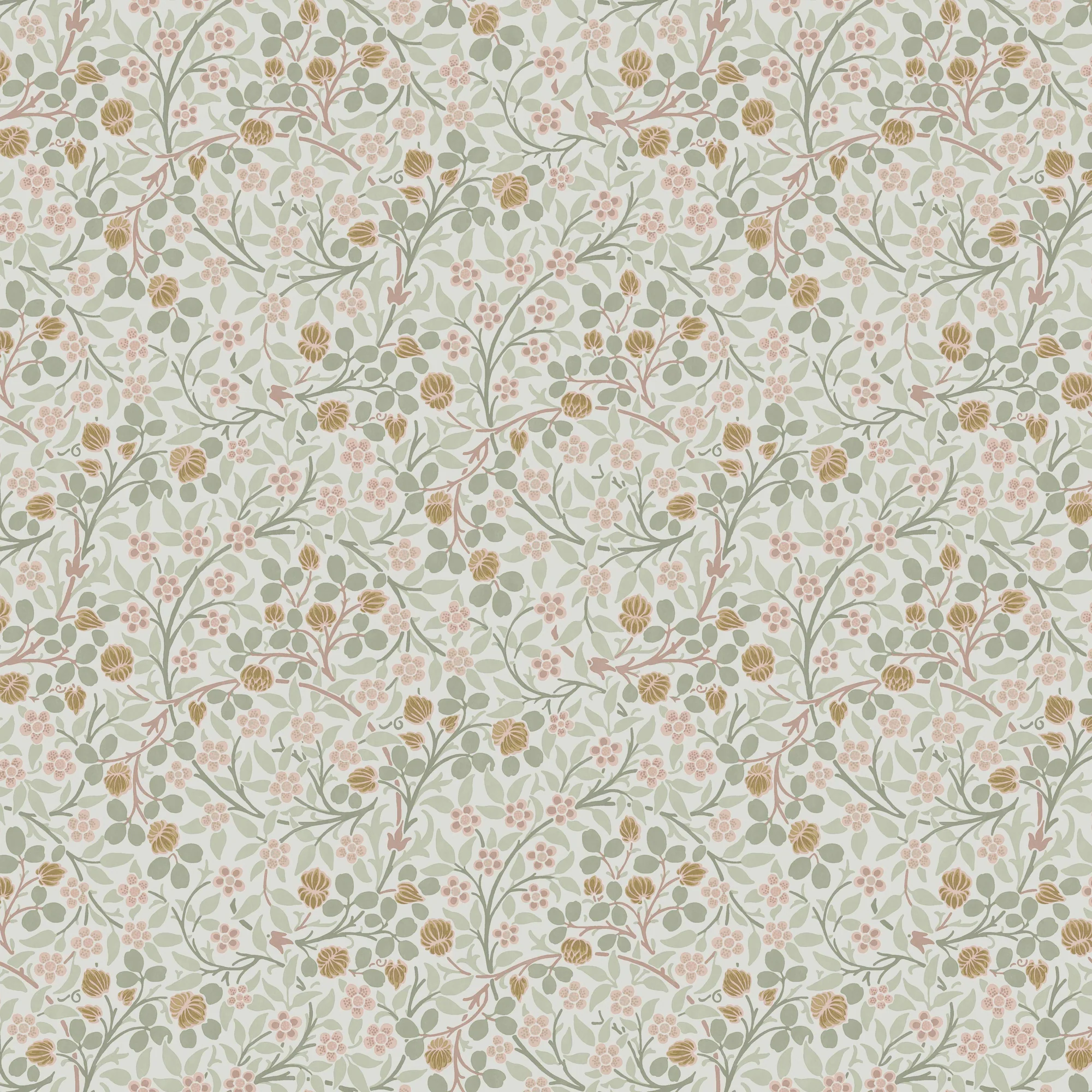 William Morris Clover Floral Wallpaper Peony & Sage – Soft Botanical Design, Paste the Wall, 10m Roll