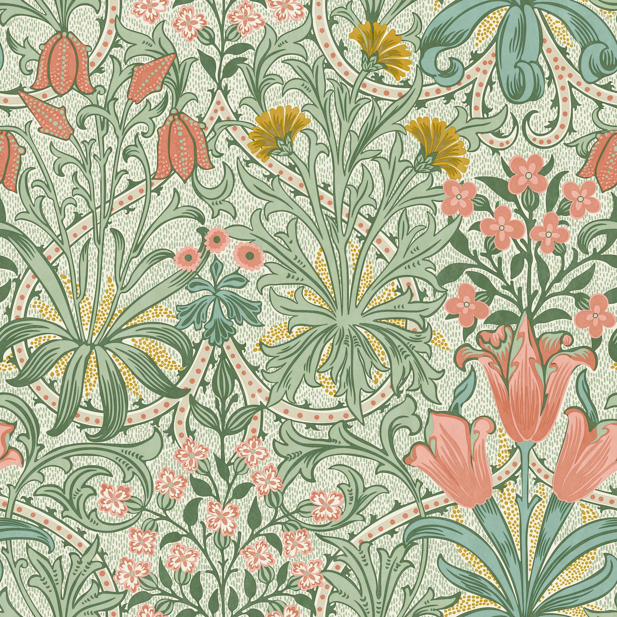 William Morris Woodland Weeds Floral Wallpaper Spring Garden – Elegant Botanical Pattern, Paste the Wall