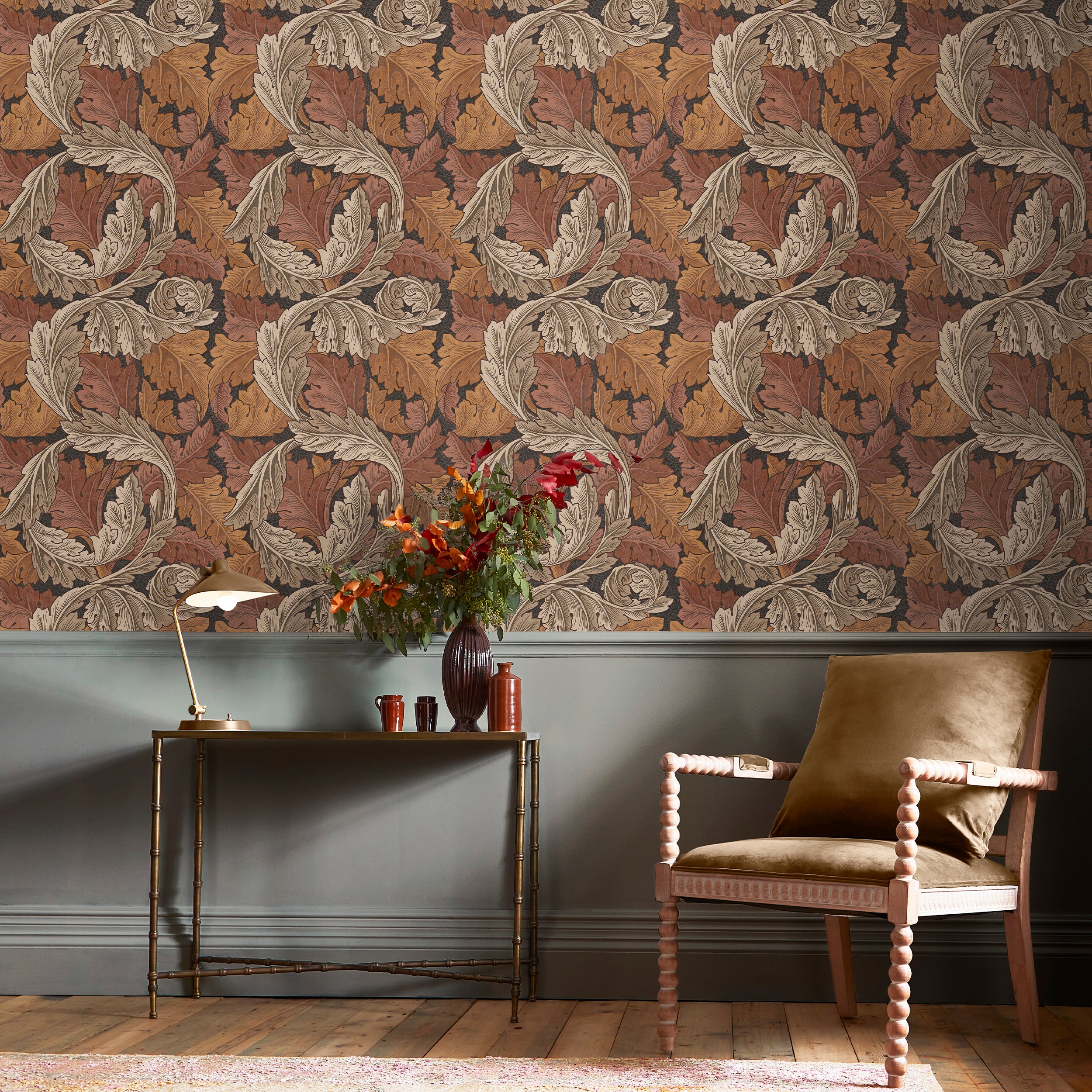 William Morris Wallpaper Acanthus Burnt Orange - Image 2