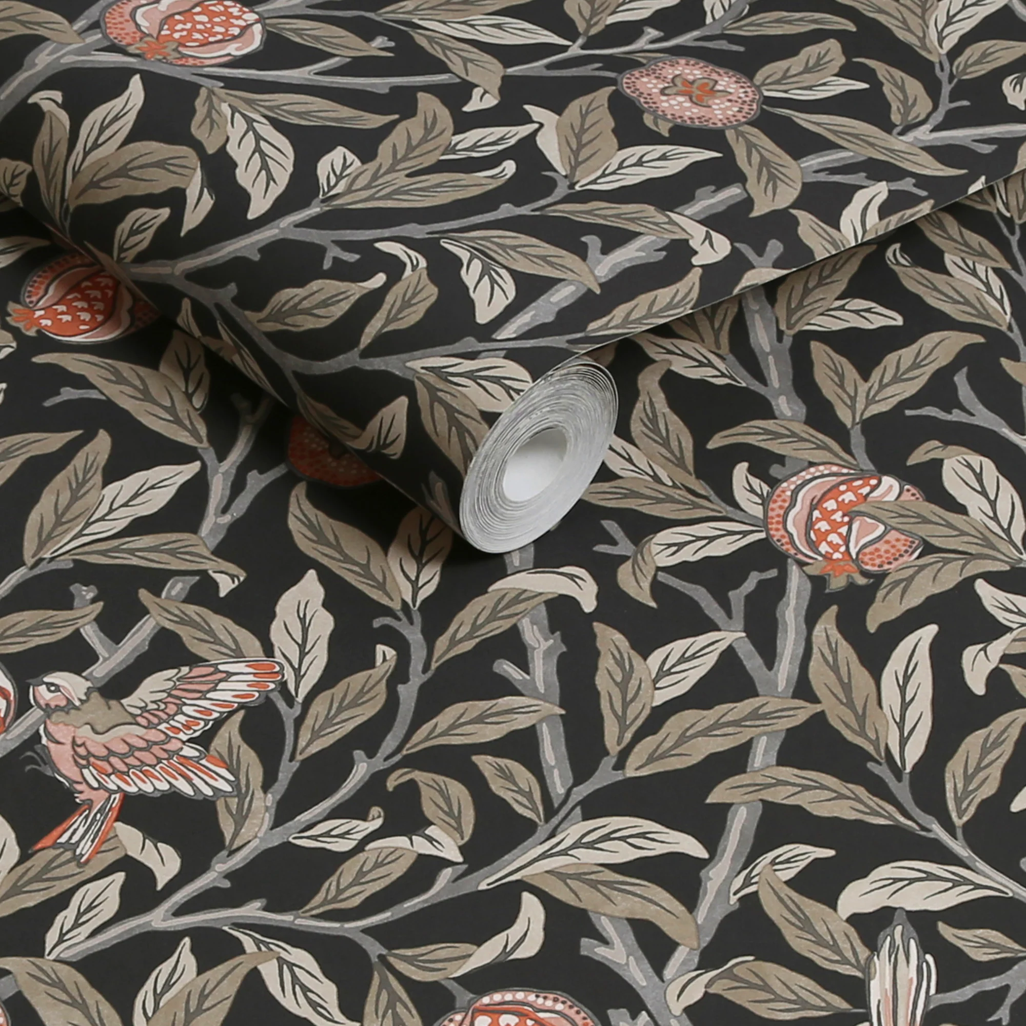 William Morris Wallpaper Bird and Pomegranate Charcoal - Image 3