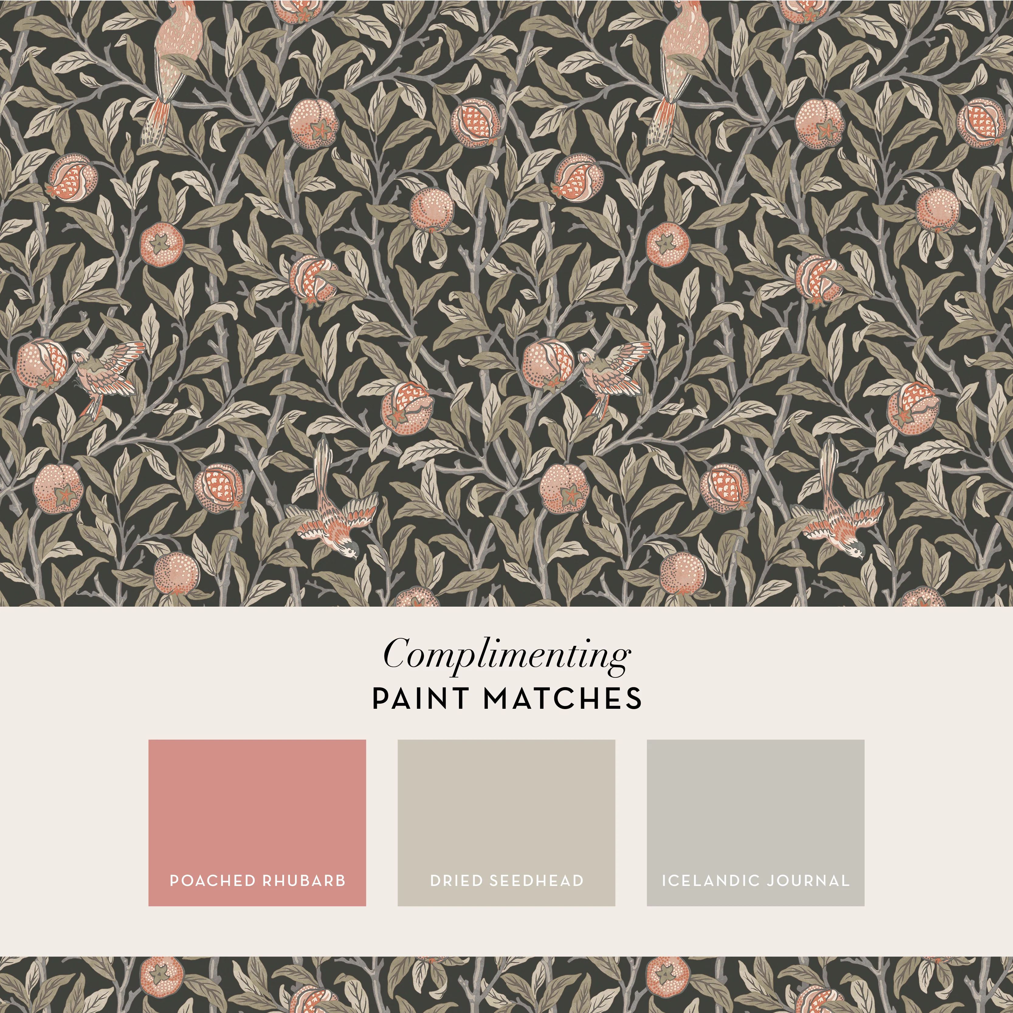 William Morris Wallpaper Bird and Pomegranate Charcoal - Image 4