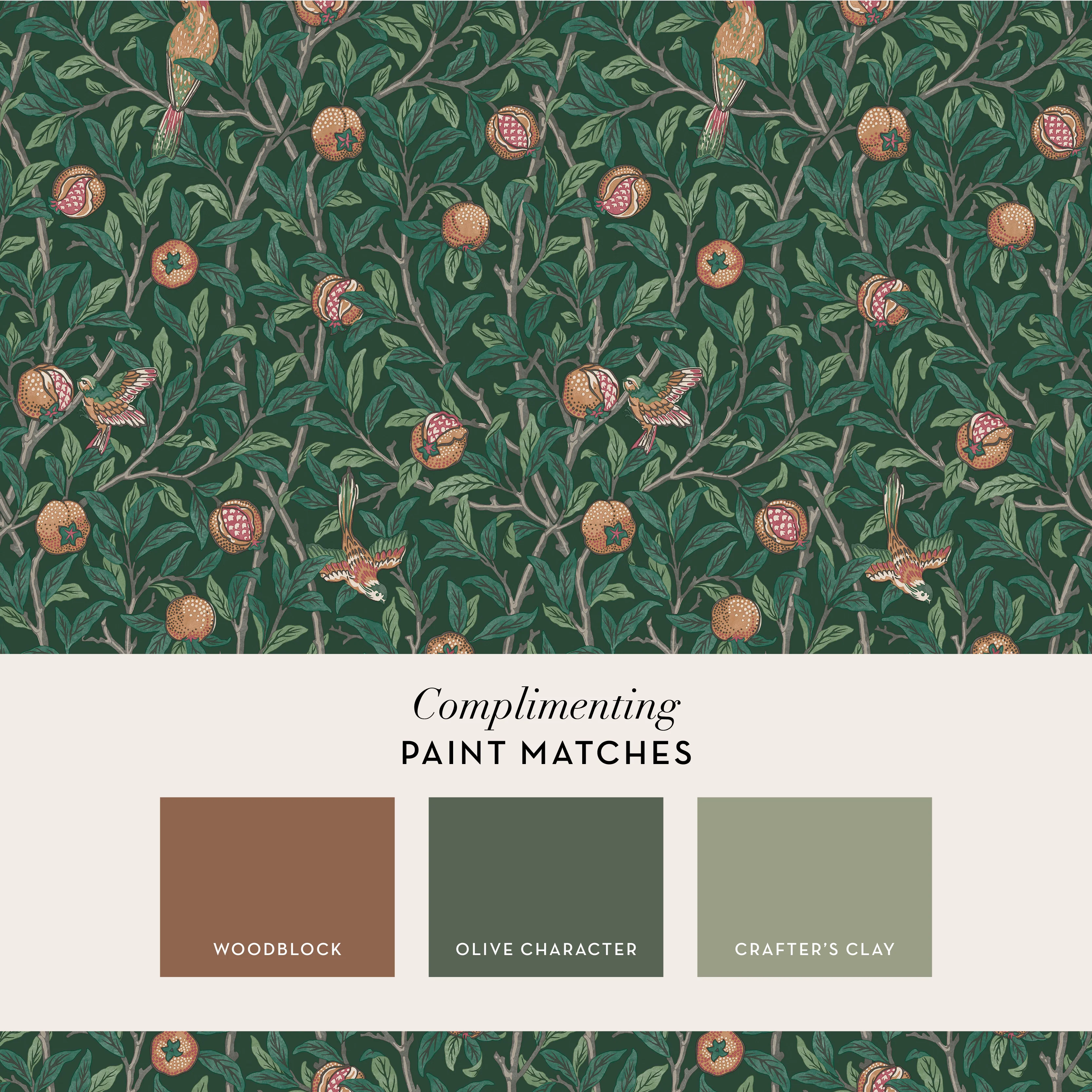 William Morris Wallpaper Bird and Pomegranate Deep Green - Image 4
