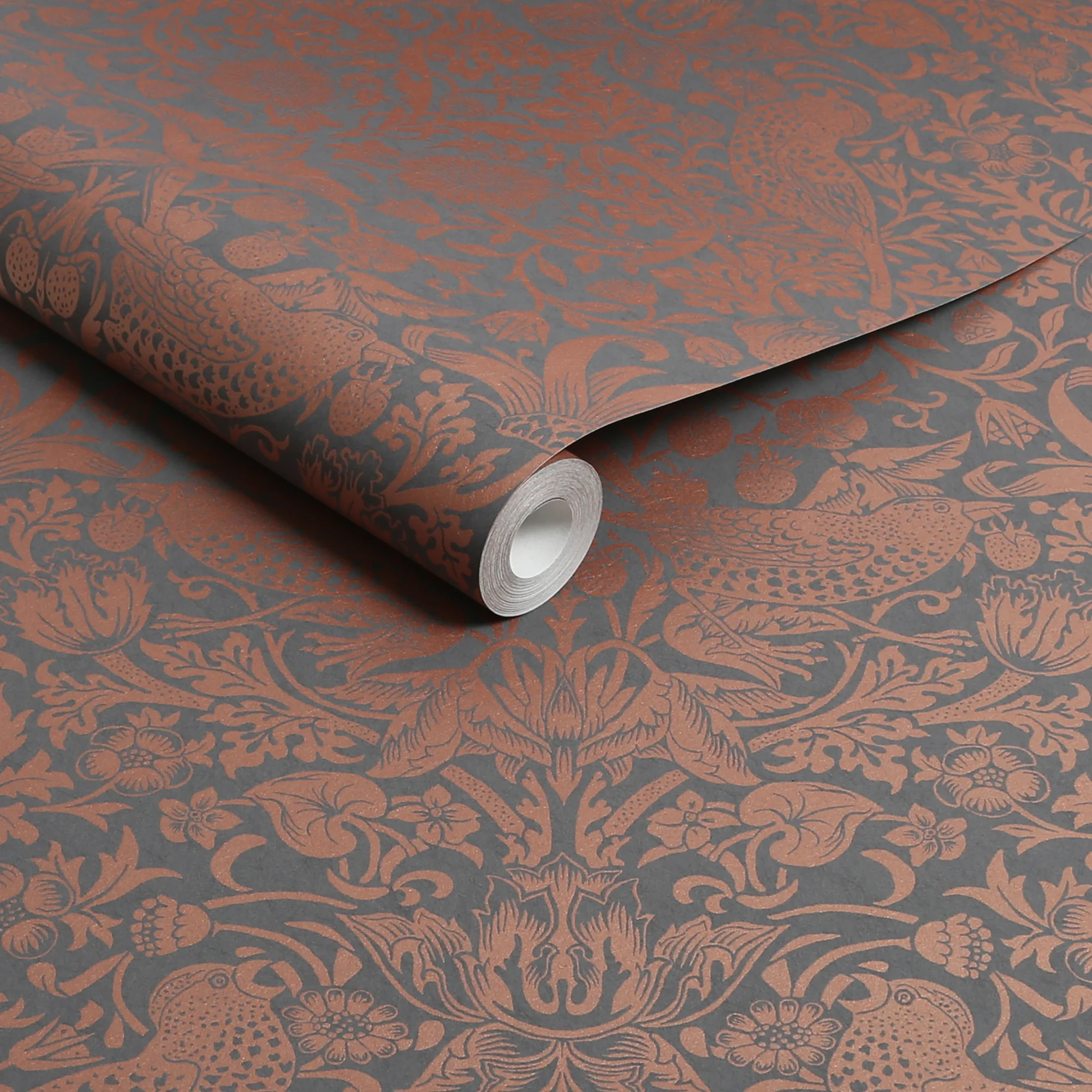William Morris Wallpaper Strawberry Thief Fibrous Charcoal - Image 3