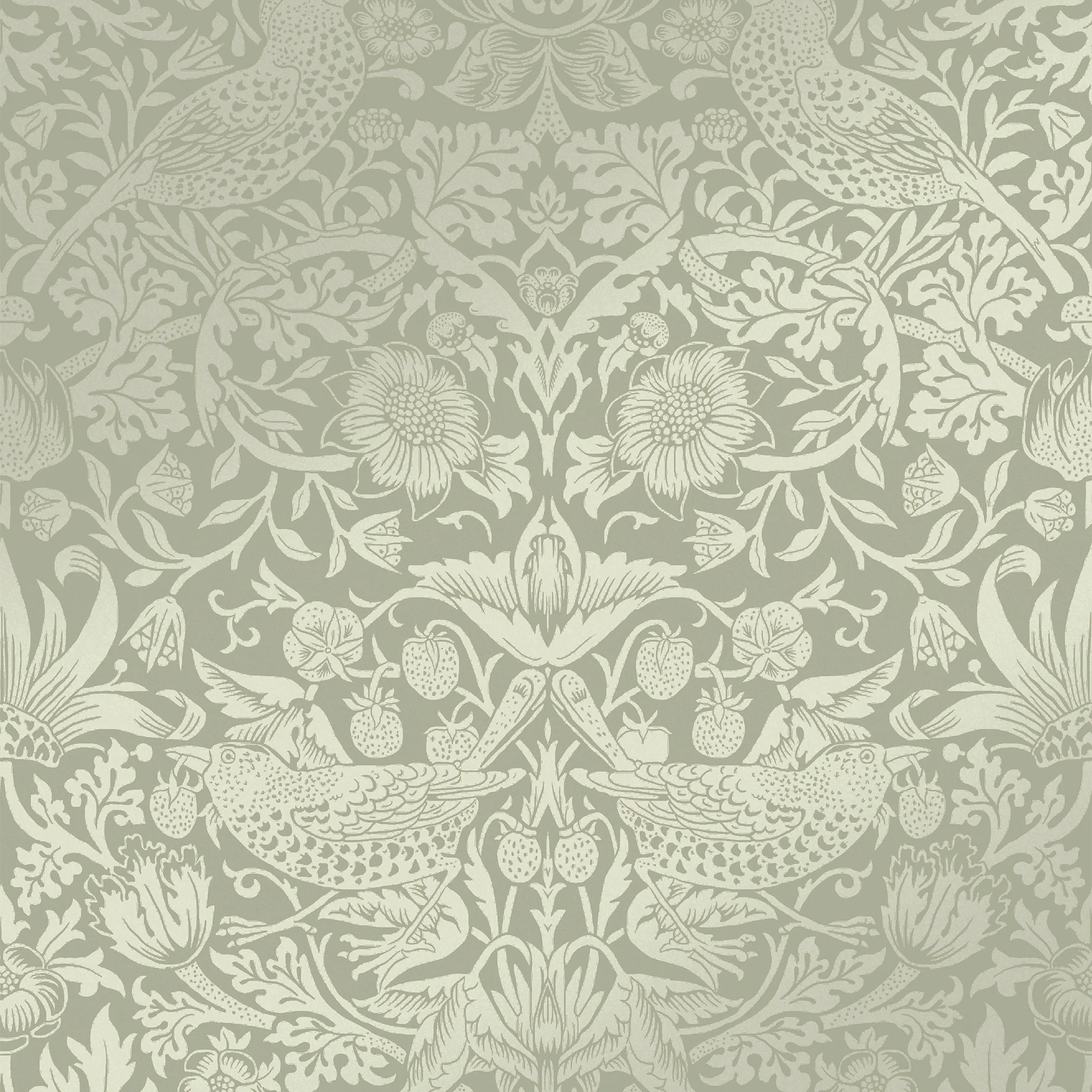 William Morris Wallpaper Strawberry Thief Fibrous Sage