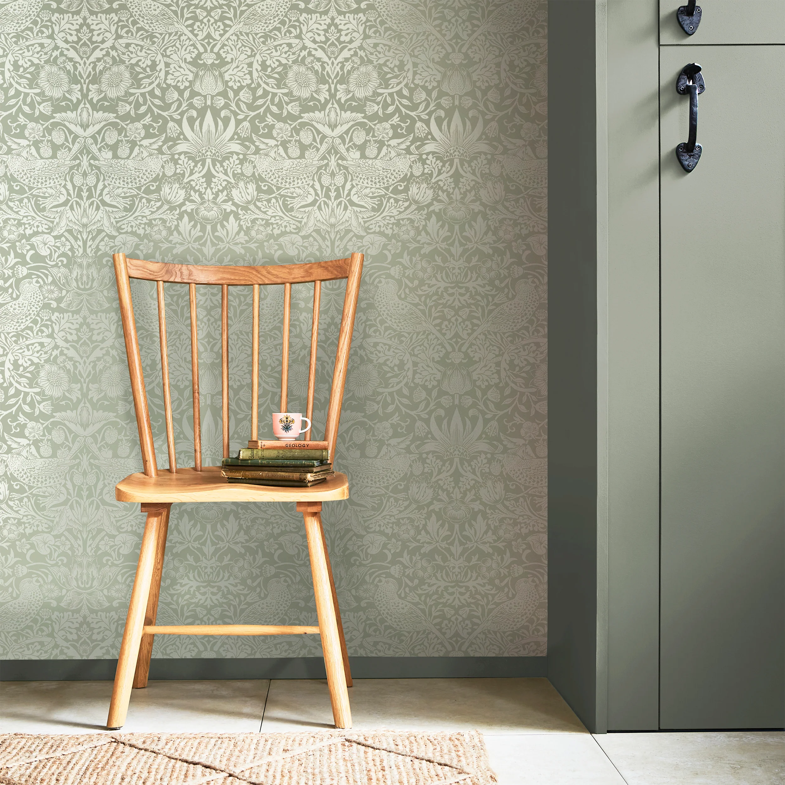 William Morris Wallpaper Strawberry Thief Fibrous Sage - Image 2