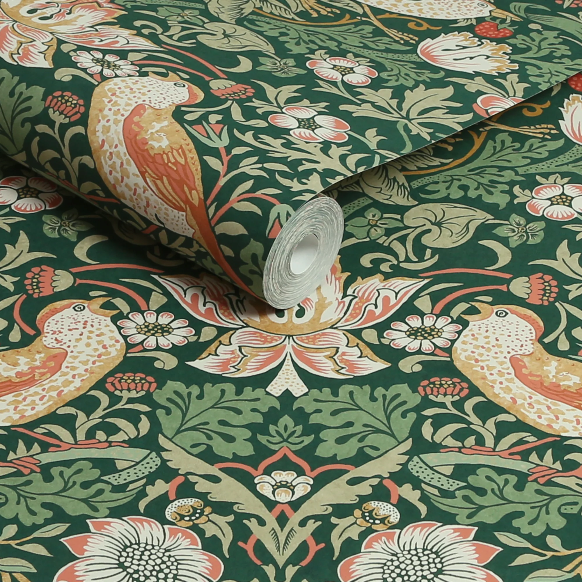 William Morris Wallpaper Strawberry Thief Rich Green - Image 3