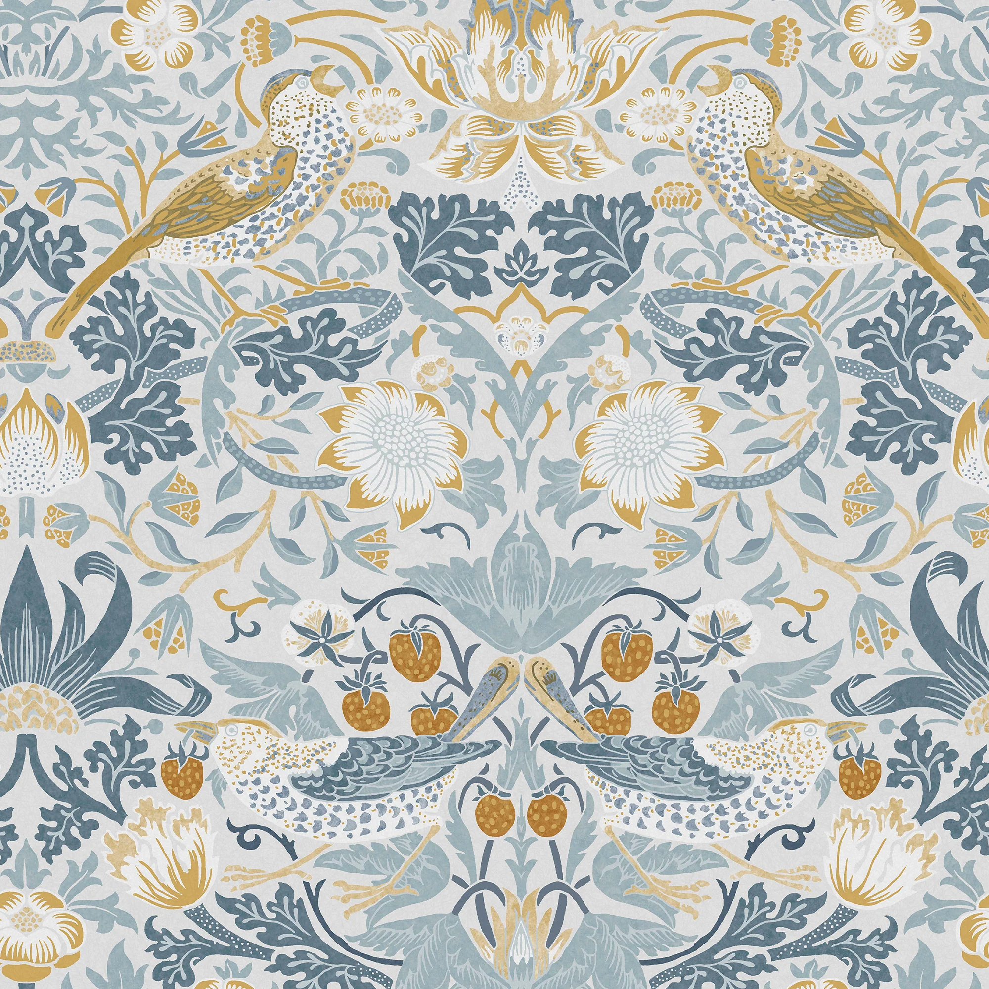 William Morris Wallpaper Strawberry Thief Soft Blue
