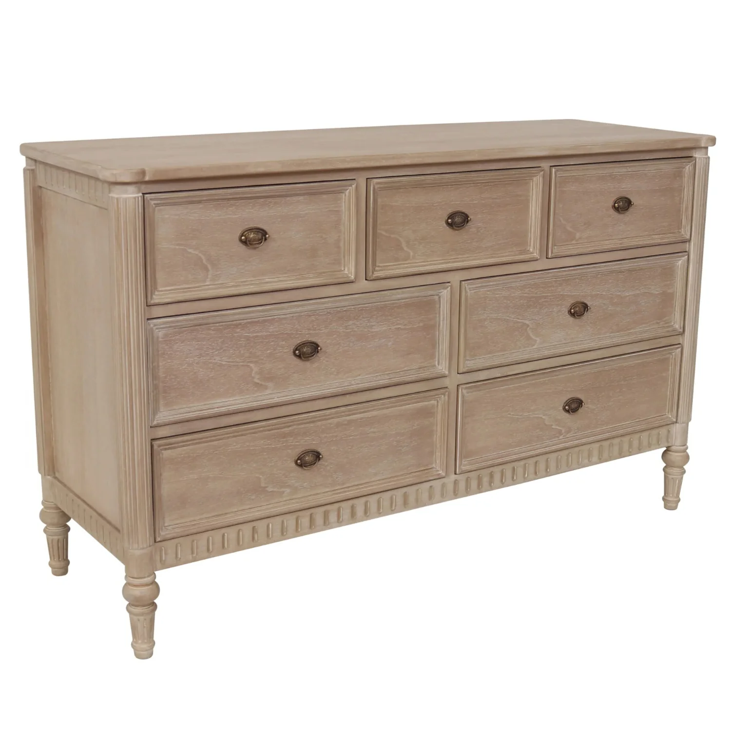 Willow Chest of 7 Drawers Timber Wash - Large 7 Drawer Wooden Dresser