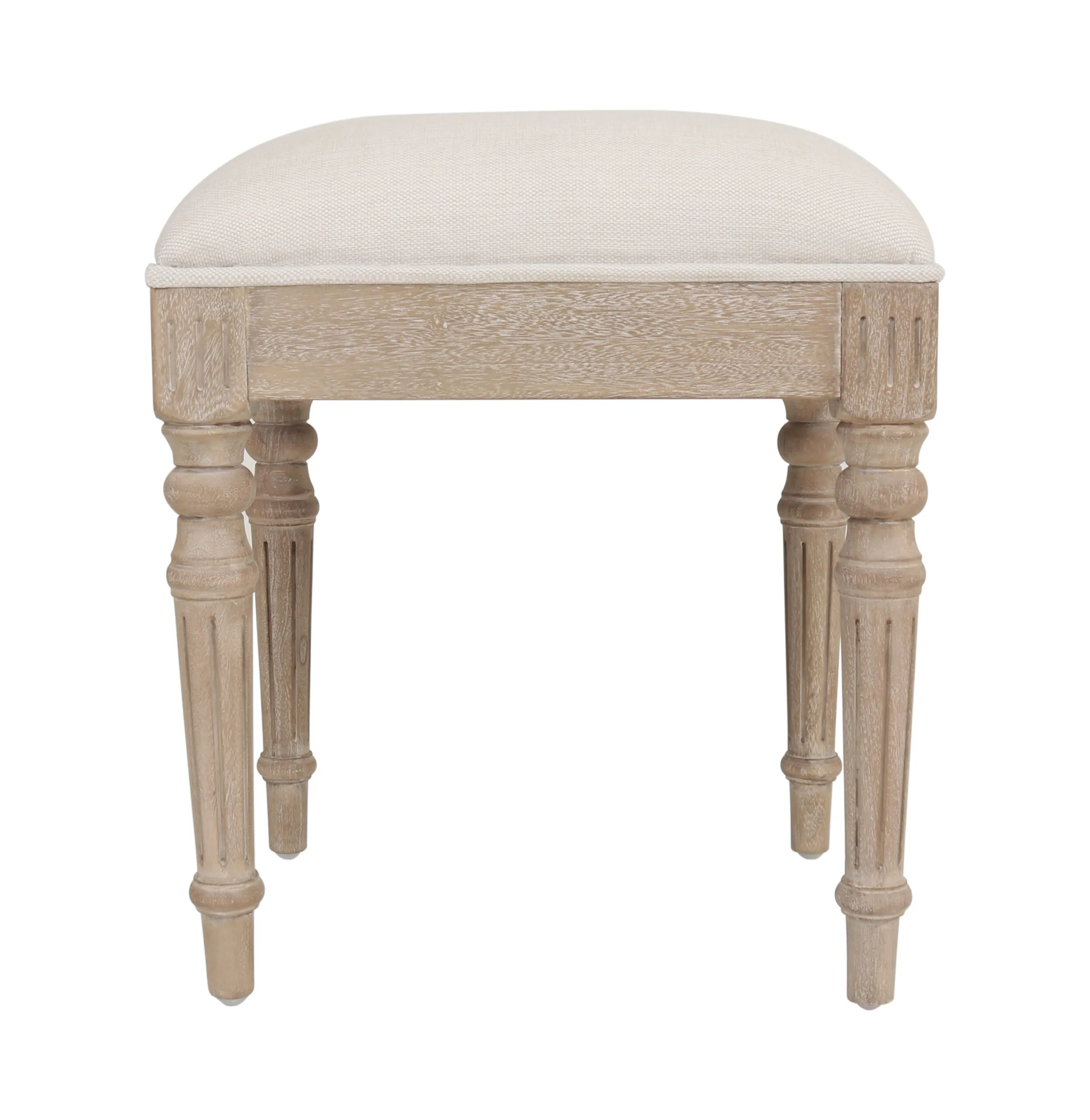 Willow Dressing Stool Timber Wash - Upholstered Wooden Stool - Image 3