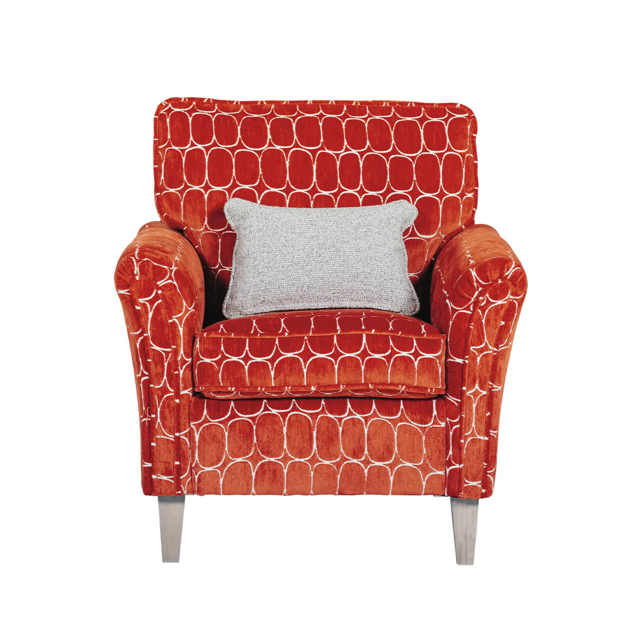Winnie Accent Chair Rust Fabric Occasional Chair with Bolster Cushions for Modern Living Room Furniture - Image 2
