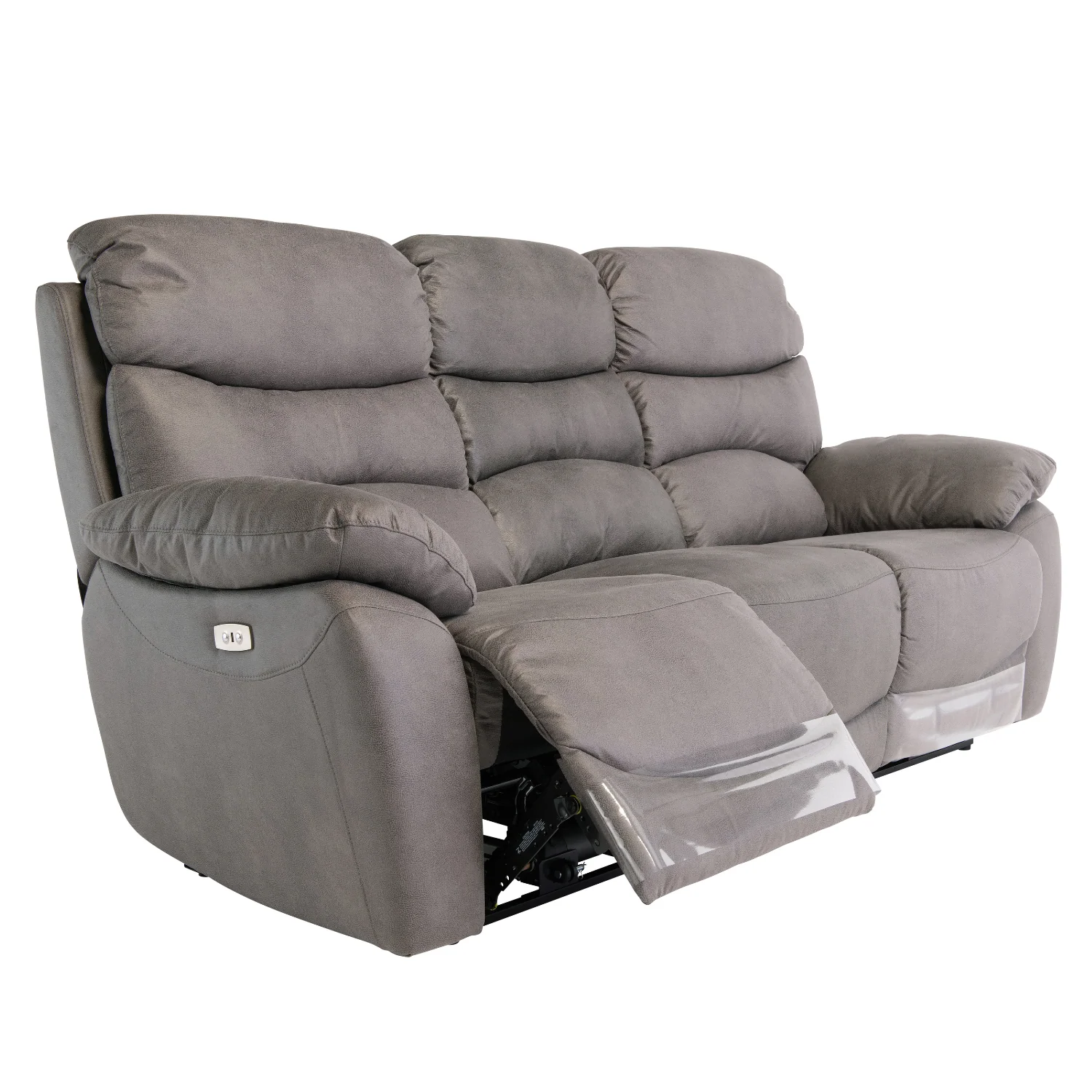 Yvette 3 Seater Fabric Sofa Electric Recliner Grey - Image 2