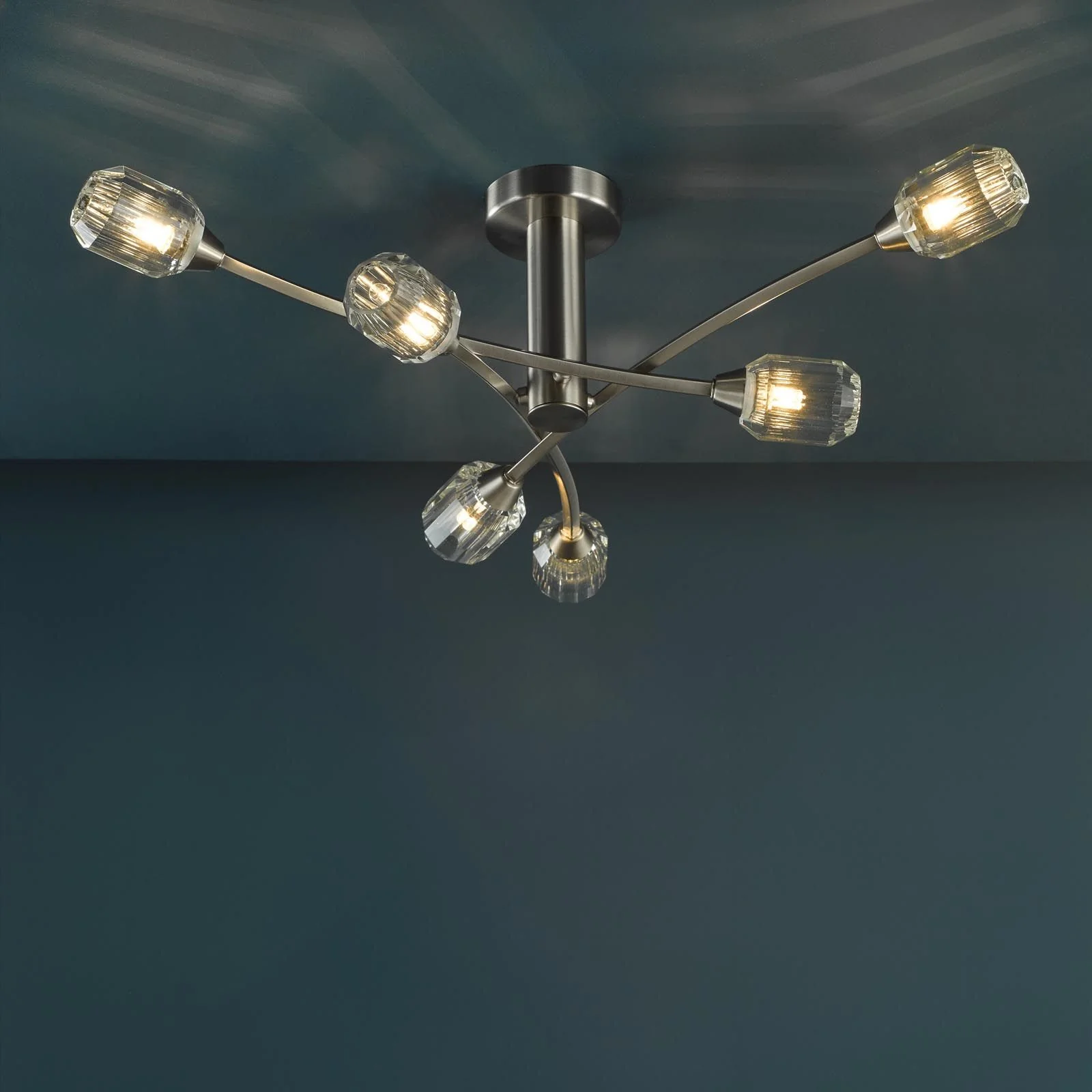 Zonda 6 Light Semi-Flush Brushed Nickel and Crystal - Image 3